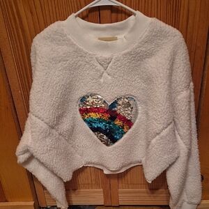 Judith March White Fleece Sweater